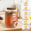Mustry Glass Drink Dispenser for Parties, 1 Gallon Beverage Dispenser with Spigot Solid Stainless Steel, Used as Lemonade Dispenser Sun Tea Jar Kombucha Jar, Set of 2