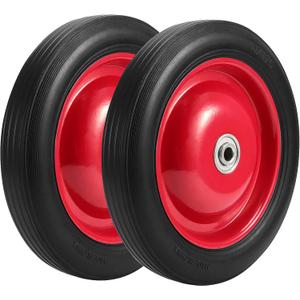 PINGEUI 2 PCS 10 Inches Semi-Pneumatic Rubber Tire, Flat Free Solid Rubber Tires, Garden Cart Replacement Wheels, 1/2-Inch Axle Hole, 265 lbs Max Load-Bearing Capacity