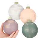 Sosation 4 Pcs 4 Inch Large Glass Textured Christmas Ball Ornaments Neutral Christmas Hanging Ball Ornaments Vintage Rustic Xmas Hanging Decoration for Xmas Tree Winter Farmhouse(Vintage Color)
