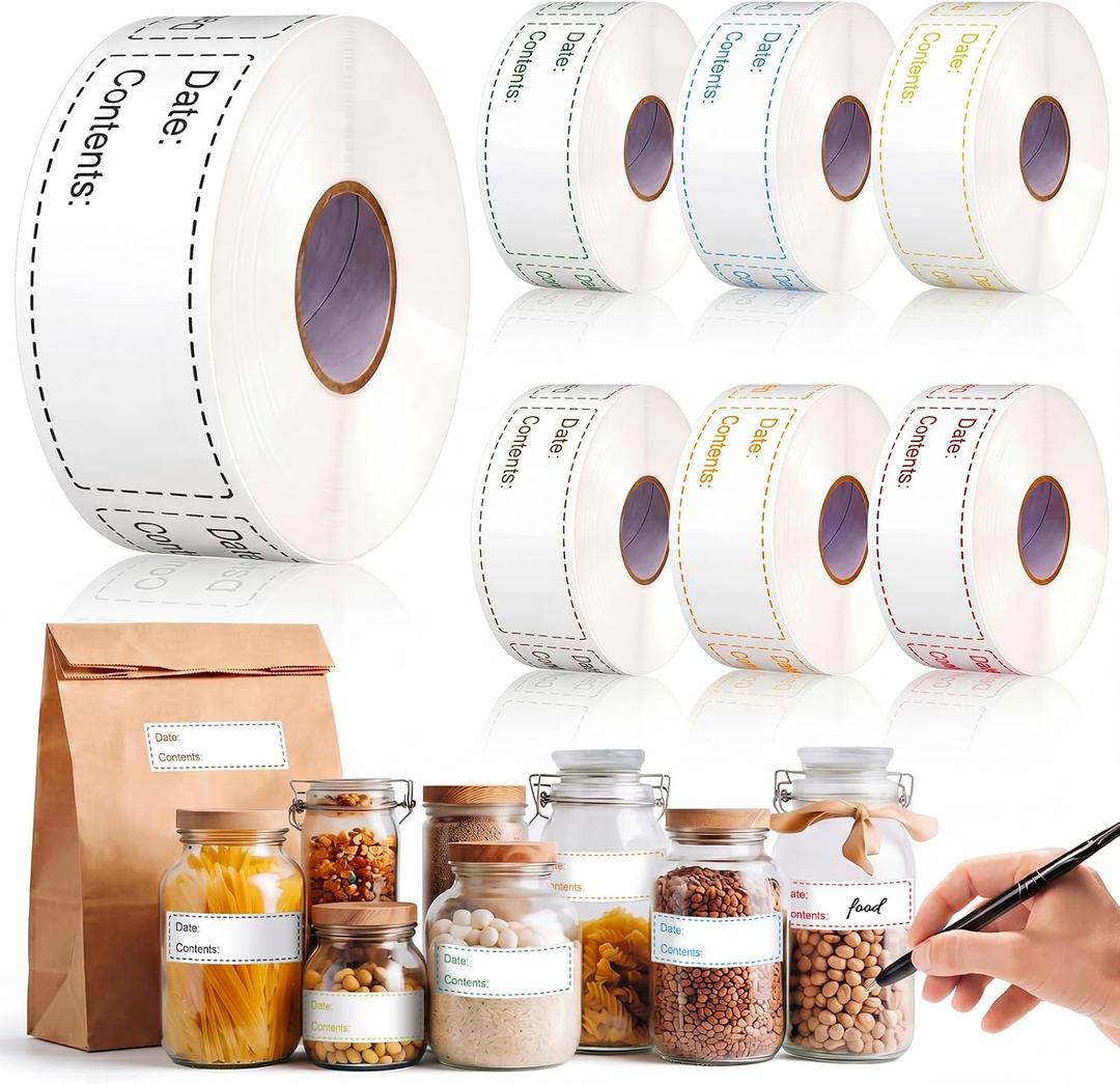 Sayglossy 3500 Pcs Removable Freezer Labels 1 x 3 Inch Waterproof Oil Resistant Food Storage Stickers to Write for Kitchen Containers Glass Jars Pantry Organization Restaurants, 7 Rolls, 7 Colors
