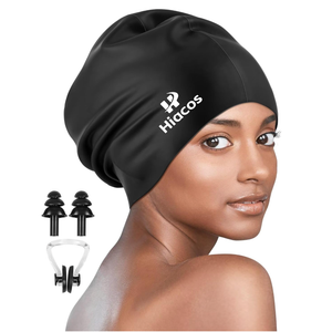 Large Swim Cap for Women Men Adults, Silicone Swimming Cap for Long Hair, Waterproof Swim Hats Bathing Caps to Keep Hair Dry