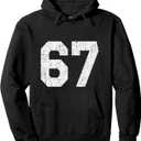 #67 Jersey Uniform Varsity Sports Number, 67th Birthday Pullover Hoodie