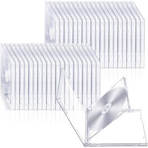 Tellegloww 20 Pack 10.4mm Double Cd Jewel Case Plastic Double 2 Disc Capacity DVD Standard Blank Cd Case Replacement with Two Disc Hubs for Disks Protection(Clear)