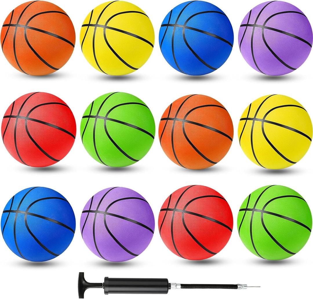 Jerify 12 Pack Operation Christmas Bulk Items for Kids Child Youth Adults Official Size Rubber Basketballs Indoor Outdoor Basket Balls with Pump (Size 4, 25.5")