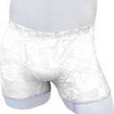 Men's Lace Boxers Underwear Seamless Lace Design with Low Waist Sexy and Comfortable Mens Under Panties (White)