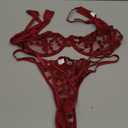 Lilosy Sexy Underwire Cute Push Up Strappy Embroidered Mesh Sheer Lingerie Set See Through Panty Bra (Medium)