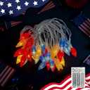 3 x Red White Blue Star String Lights - 20 ft 40LED 4th of July Patriotic Star Fairy Lights for Independence Day Garden Golf Cart Party RV Camper Memorial Day Dco(Cone)