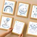 2 x Baby Elphant Nursery Decor, 8 X 10 Inch Blue Moon and Stars Nursery Art Prints Cute Elephant Poster Animal Picture for Bedroom (UNFRAMED) (Black)