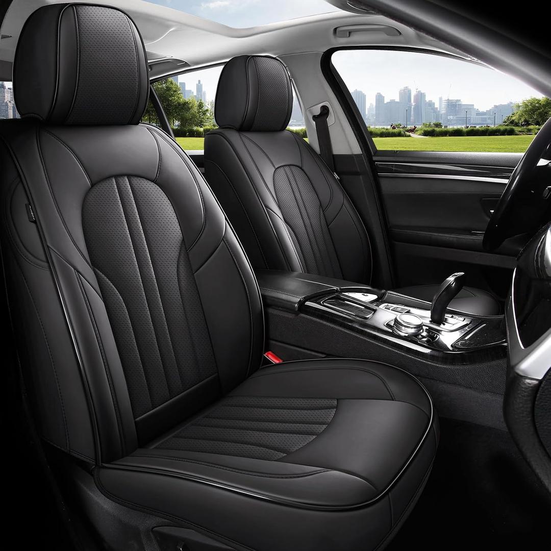 MINGBRON Front Car Seat Covers,Car Seat Protector Waterproof,Seat Covers Front Set, Car Seat Protectors,Automotive Seat Covers Fit for Most Cars Black
