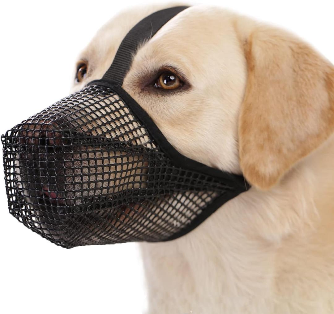 Crazy Felix Dog Muzzle, Soft Mesh Muzzle for Small Medium Large Dogs Labrador German Shepherd, Breathable Adjustable Mouth Guard for Biting Chewing Scavenging, Allows Panting and Drinking(Black, M) (M-(Snout Cir: 9.75-10.75))