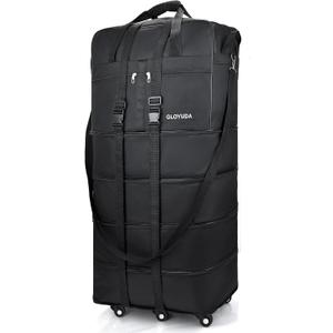 130L Expandable Luggage, 43 Inch Extra Large Suitcase with Wheels, Collapsible Luggage, Rolling Duffle Bag with Wheels, Big Suitcases with a Handle Wrap Shoe Bag Shoulder Strap (Black)