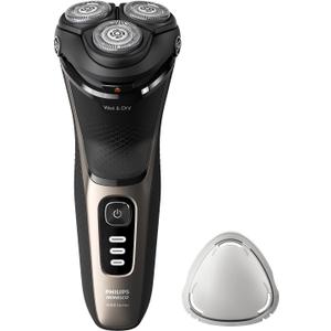 Philips Norelco Shaver 3000 Series, Wet and Dry Electric Shaver, P-Cap, Travel Pouch, Ash Gold, Model S3242/90