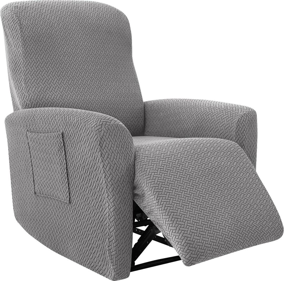 FUANGUI Recliner Chair Covers 4-Pieces Small Recliner Cover for Recliner Chair, Non Slip Covers Washable Lazy Boy Recliner Slipcovers/Furniture Protector for Kids, Dog, Living Room, 03