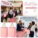 Fulmoon Thank You Gifts Bag Employee Appreciation Paper Bag Bulk, Pink