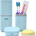 VITVITI Toothbrush Travel Case, Portable Travel Soap Container Leakproof Dish Tray, Portable 7.88 inch Toothpaste Toothbrush Holder with Cover for Trip/Bathroom/Camping(Blue)