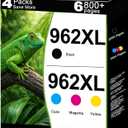 962XL Ink Cartridges Replacement for HP 962 XL Combo Pack Work with 9012e 9010e 9012 9020e 9019 9015e 9010 9015 9025e 9020 9018e 9018 9025 Printers with V24.2.1 Chip 4 Packs-Cyan Magenta Yellow Black