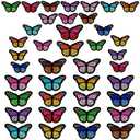 AUGSUN 40pcs Butterfly Iron on Patches, 2 Size Embroidered Sew Applique Repair Patch