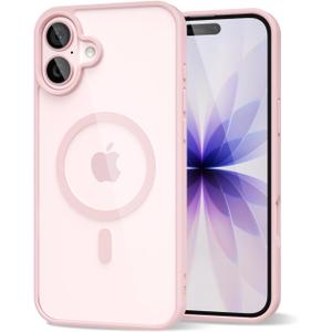 Oakxco for iPhone 17 Case Clear Magnetic Compatible with Magsafe, Cute Thin Slim Transparent Non-Yellowing TPU Bumper, Shockproof Hard Shell & Soft Silicone Mag Safe Phone Case for Women, Light Pink