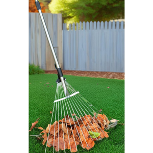 Adjustable 32 to 63 Inch Extendable Metal Tool for Lawn Care - Collapsible Garden Design with Steel Tines, Tight Spaces & Yard Debris Handling, Non-Slip Ergonomic Handle