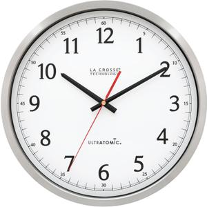 La Crosse Technology 404-1235UA-SS 14 Inch UltrAtomic Analog Stainless Steel Wall Clock (Silver)