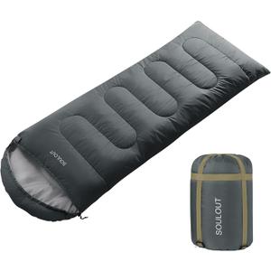 Envelope Sleeping Bag,3-4 Seasons Warm Cold Weather Lightweight, Portable, Waterproof Compression Sack Adults & Kids - Indoor & Outdoor Activities: Traveling Camping Backpacking Hiking, Light Grey