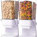 Cereal Dispenser Countertop 2Pc, Cereal Containers Storage, 5L Organization and Storage Containers for Kitchen, Dry Food Dispenser for Rice, Grains, Nuts, Snack,Oatmeal, Pet food, White