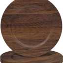 MAONAME Round Charger Plates Set of 6, 13 Inch Brown Charger for Dinner Plates, Farmhouse Faux Wood Plate Chargers, Rustic Table Chargers for Weddings, Party