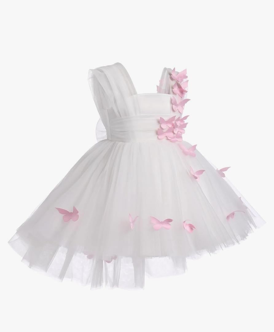 IDOPIP Toddler Baby Flower Girls Sequins Bowknot High Low Tutu Dress Petal Lace Princess Pageant Wedding Birthday Party Formal Gown 100