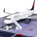 B737 Model Airplane 18.5 Inches Long 1/150 Scale 737 Aircraft with LED Lights and Airport Scene Accessories Ideal Display and Gift
