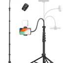 Phone Tripod, 86" Tall Tripod for iPhone with Flexible Gooseneck & Remote, Portable Aluminum Cellphone Stand for Selfies, Video Recording,Travel, Compatible with iPhone Android (Black)