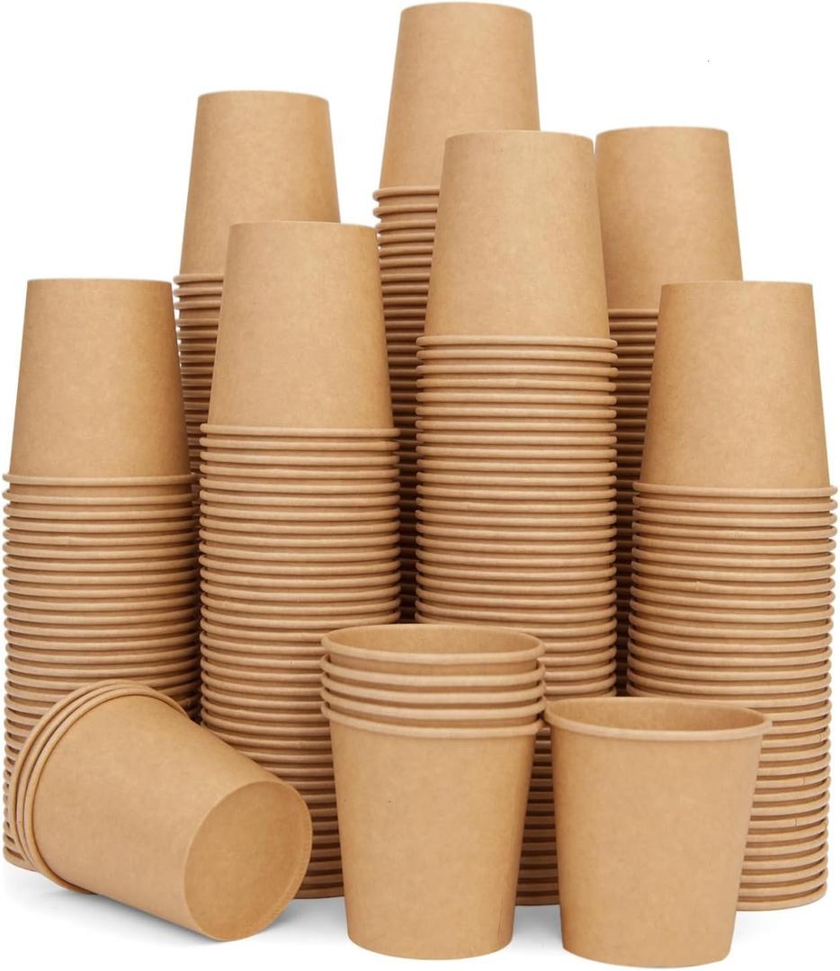 Vumdua 500 Pcs 6 oz Kraft Paper Cups - Disposable Paper Cups Hot Cold Beverage Drinking Cup for Coffee, Water, Tea, Juice, Espresso & Cortado