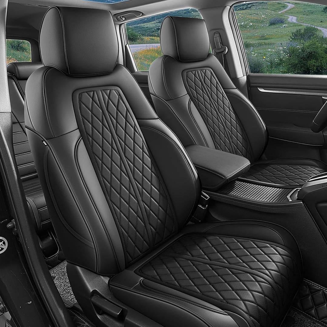Seat Covers Custom Fit 2023-2026 Honda CR-V, Premium Faux Leather Car Seat Protector, Pet Friendly Interior Cover for CRV(Black, Full Set)