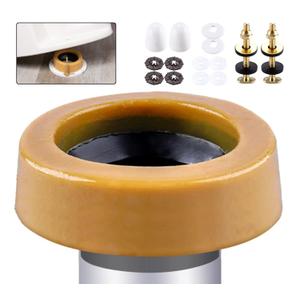 Extra Thick Toilet Wax Ring Kit Include Closet Bolts, Bolt Caps, Thick Flange and Retainer Washers, Fits 3 Inch and 4 Inch Waste Lines for Toilet Gas Odor and Watertight Sealing