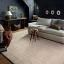 Loloi Chris Loves Julia Calvin Collection CLV-02 Ivory/Oatmeal 7'-10" x 10' Area Rug Checkered Neutral Soft Living Room Bedroom Carpet