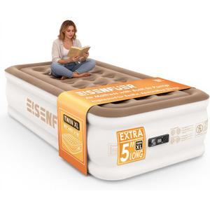 Air Mattress Twin XL (Extra Long) with Built-in Pump – 18" Raised Inflatable Bed with High Speed Built-in Pump, colchón inflable, Carry Bag, Cozy Guest Air Bed for Sleepovers, Glamping, Moving, Camel Beige - Coil-beam, Twin XL