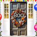 2 x Halloween Door Banner Set 35x71 Inch with Pumpkins Spiders Black White Orange Swirl Ribbons Home Porch decoration spooky boo halloween decor front door party holiday decoration