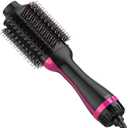 Hair Dryer Brush, 4 in 1 One Step Hair Dryer and Styler Volumizer, Professional Hot Air Brush with Negative Ion Anti-frizz Blowout for Drying, Straightening, Salon, Black Pink