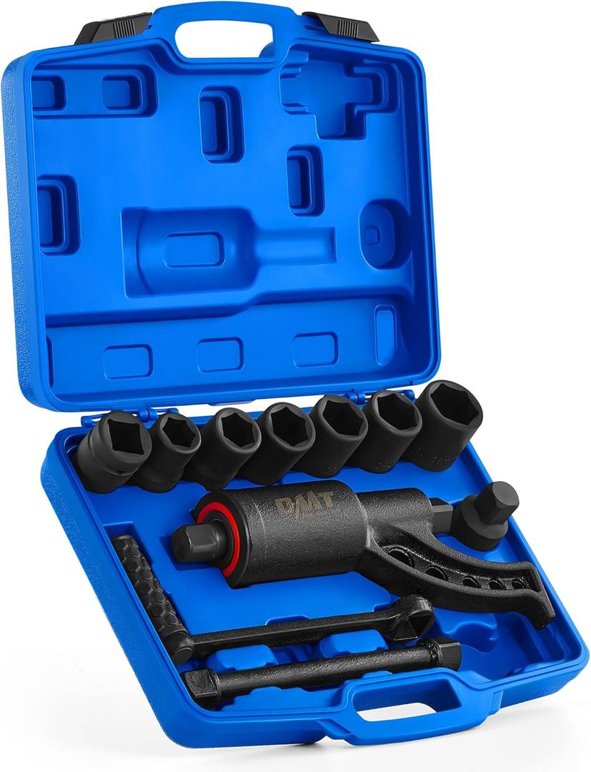 Orion Motor Tech Torque Multiplier, 11pc 1" Drive Heavy Duty Torque Multiplier Wrench Set with 8 Cr-V Sockets 21-38mm, 6800 Nm 1:64 Labor Saving Lug Nut Remover for Semi Trucks RVs Buses