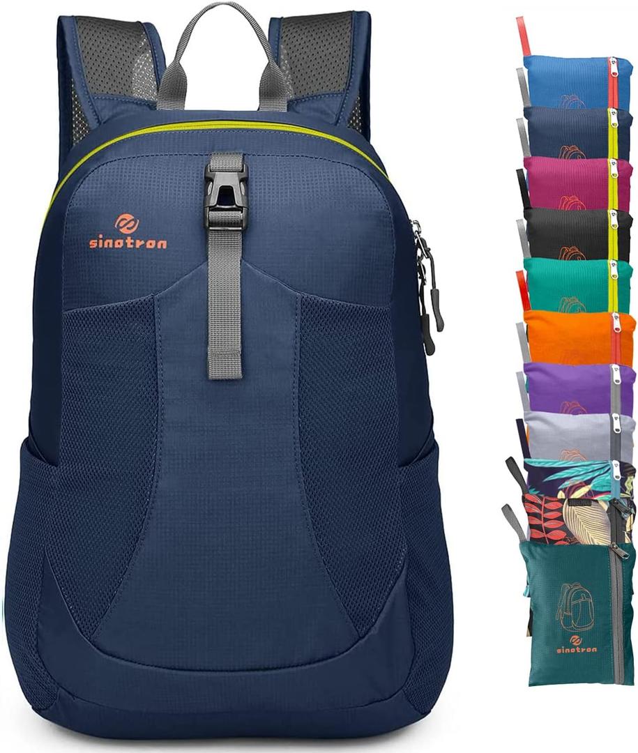 sinotron 22L Lightweight Packable Hiking Backpack, Small Hiking Backpack Day Pack for Women Men Travel Camping Vacation (Dark Blue)