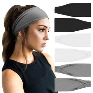 DRESHOW 6 Pack Yoga Sports Headbands for Women Elastic Non-Slip Headbands Running Workout Hair Bands