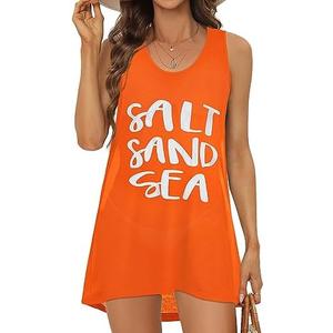 elescat Womens Swimsuit Cover Up Summer Sleeveless T Shirt Beach Dress Tank Bikini Coverups, L