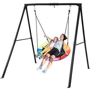 Trekassy 440lbs Swing Set with 40 Inch Saucer Tree Swing and Heavy Duty A-Frame Metal Stand (Multicolor)