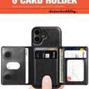 LOHASIC for iPhone 16 Plus Case Wallet, 6 Card Holder RFID Blocking Wallet, Compatible with MagSafe, Detachable Portfolio Back Classy PU Leather Phone Cover, 6.7 Inch - Black