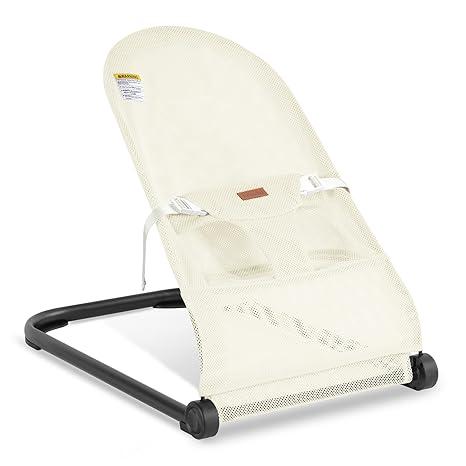 Baby Bouncer,Baby Bouncer Seat,Portable Infant Bouncer with 3-Point Safety Harness,Ergonomic Bouncy Seat, Newborns Bouncer for Babies 0-6 Months up to 20lbs,ASTM-Certified(Mesh Beige)