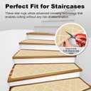 Stair Treads Non-Slip Carpet Indoor, 15 Packs 30X8in Stair Carpet Runners for Wooden Steps with Reusable Adhesive for Kids Elders, and Dogs, 100% Polyester Surface TPR Backing Stair Rugs, Beige