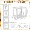 4 Pcs Prom Boxes with Letters 11.8 x 11.8 x 11.8 Inch Clear Balloon Boxes Transparent High School College Graduation Party Favors Supplies(Prom,Silver)