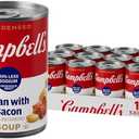 Campbell's Condensed 25% Less Sodium Bean With Bacon Soup, Natural Smoke Flavoring Added, 11.25 oz Can (Case of 12)