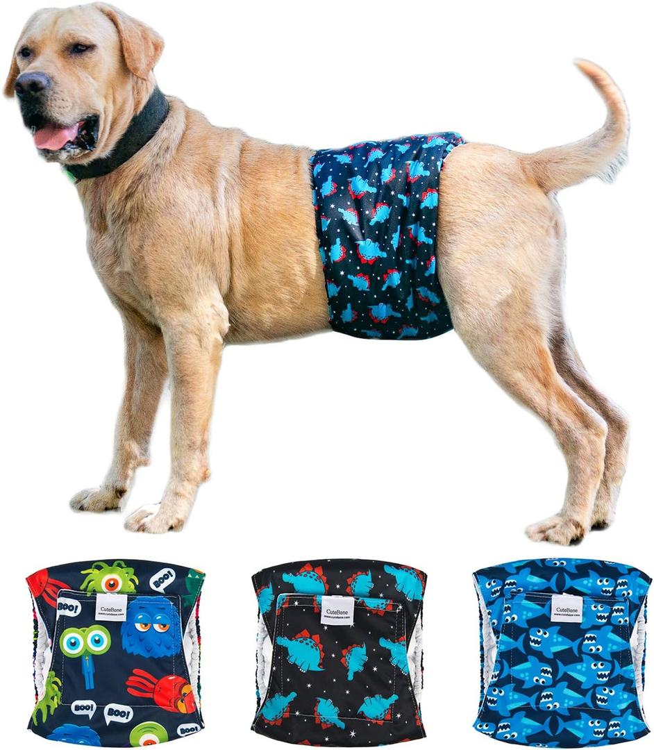CuteBone Dog Belly Bands for Male Dogs Wraps Washable Doggie Diapers DM07XL (XL(21"-27"))