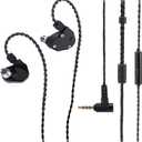 TINHIFI C2 HiFi IEM | LCP+PU Composite Diaphragm | 0.78mm 2-Pin Gold-Plated Cable | High-Resolution in-Ear Monitors for FPS Gaming & Music (Black, C2 2025 3.5MM+Mic)