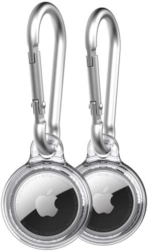 Tech21 Evo Clear AirTags case with Carabiner. Compatible with Apple AirTag Pack of 2